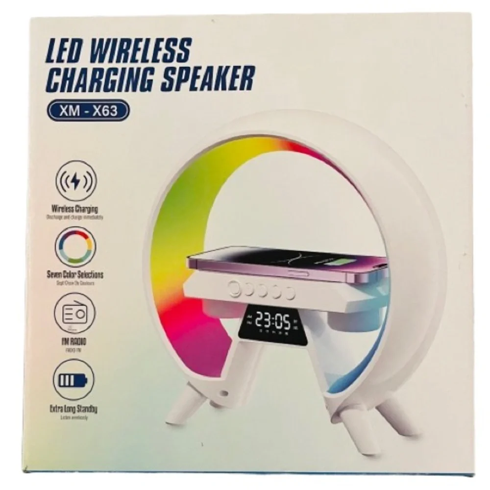 🆕- Led Wireless Charging Speaker/Lamp, Alarm Clock, Sound Machine, Light Modes